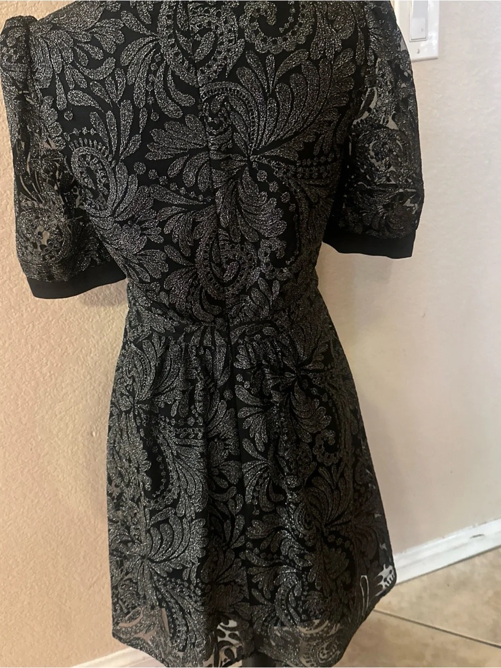 SALONI Black Glitter Star-Appliqué Fit & Flare Mini Dress - Picture 4 of 6
